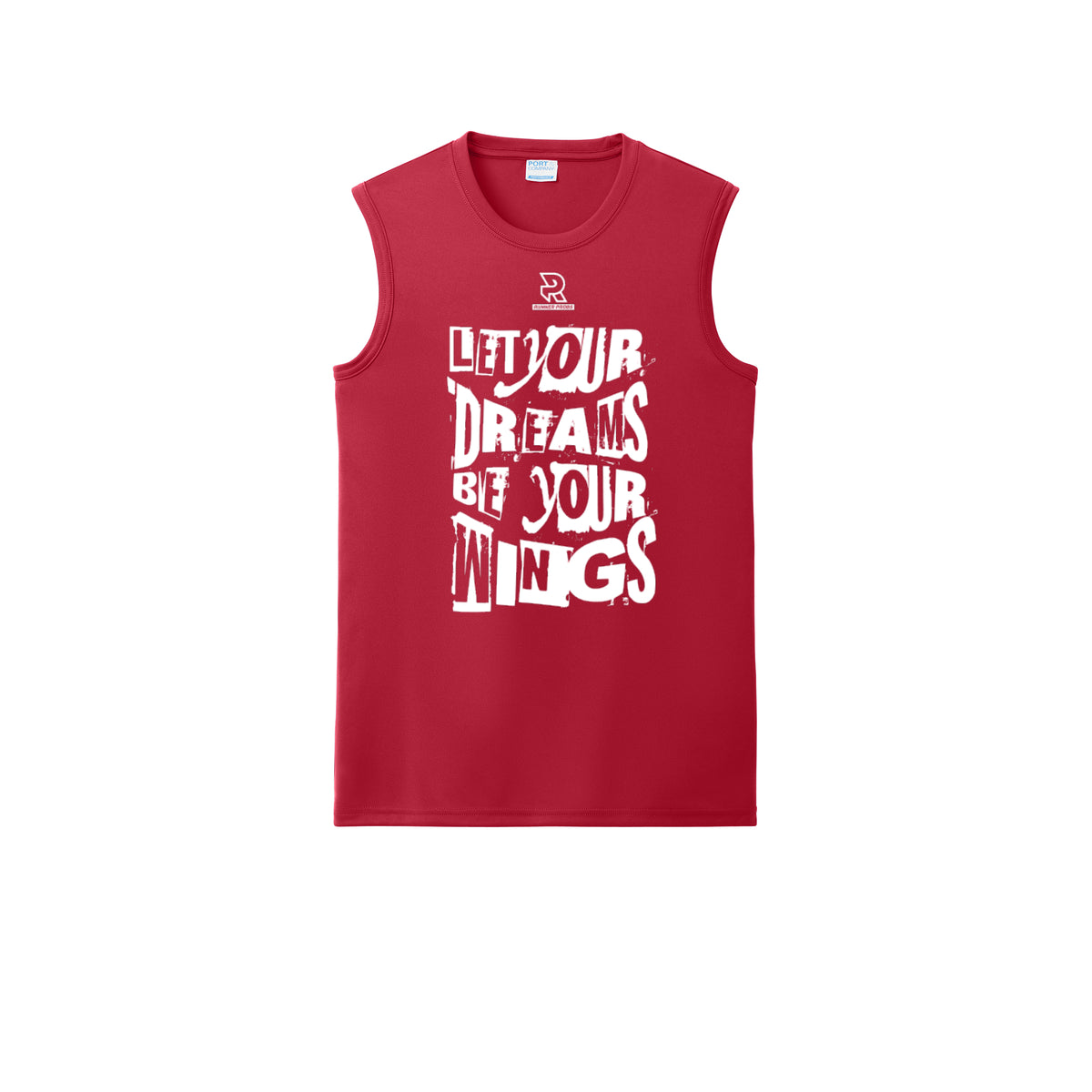 LET YOUR DREAMS BE YOUR WINGS (White) - Sleeveless Performance Tee