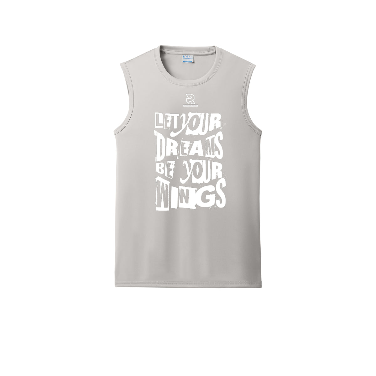 LET YOUR DREAMS BE YOUR WINGS (White) - Sleeveless Performance Tee