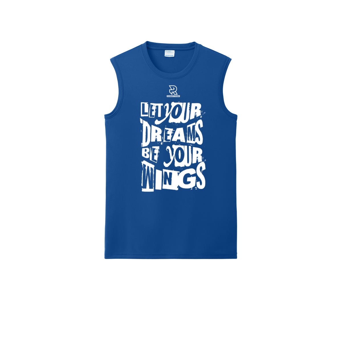 LET YOUR DREAMS BE YOUR WINGS (White) - Sleeveless Performance Tee