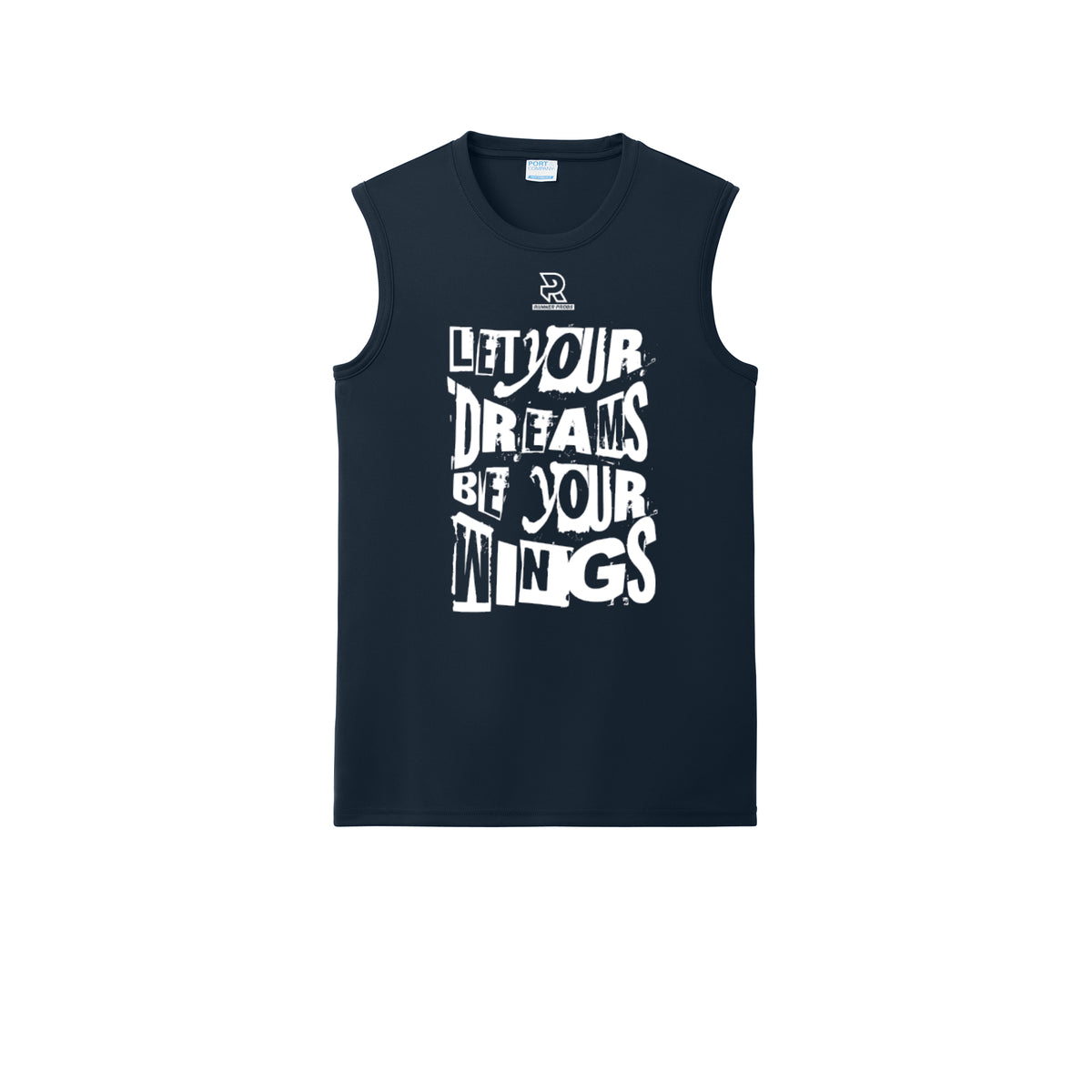 LET YOUR DREAMS BE YOUR WINGS (White) - Sleeveless Performance Tee