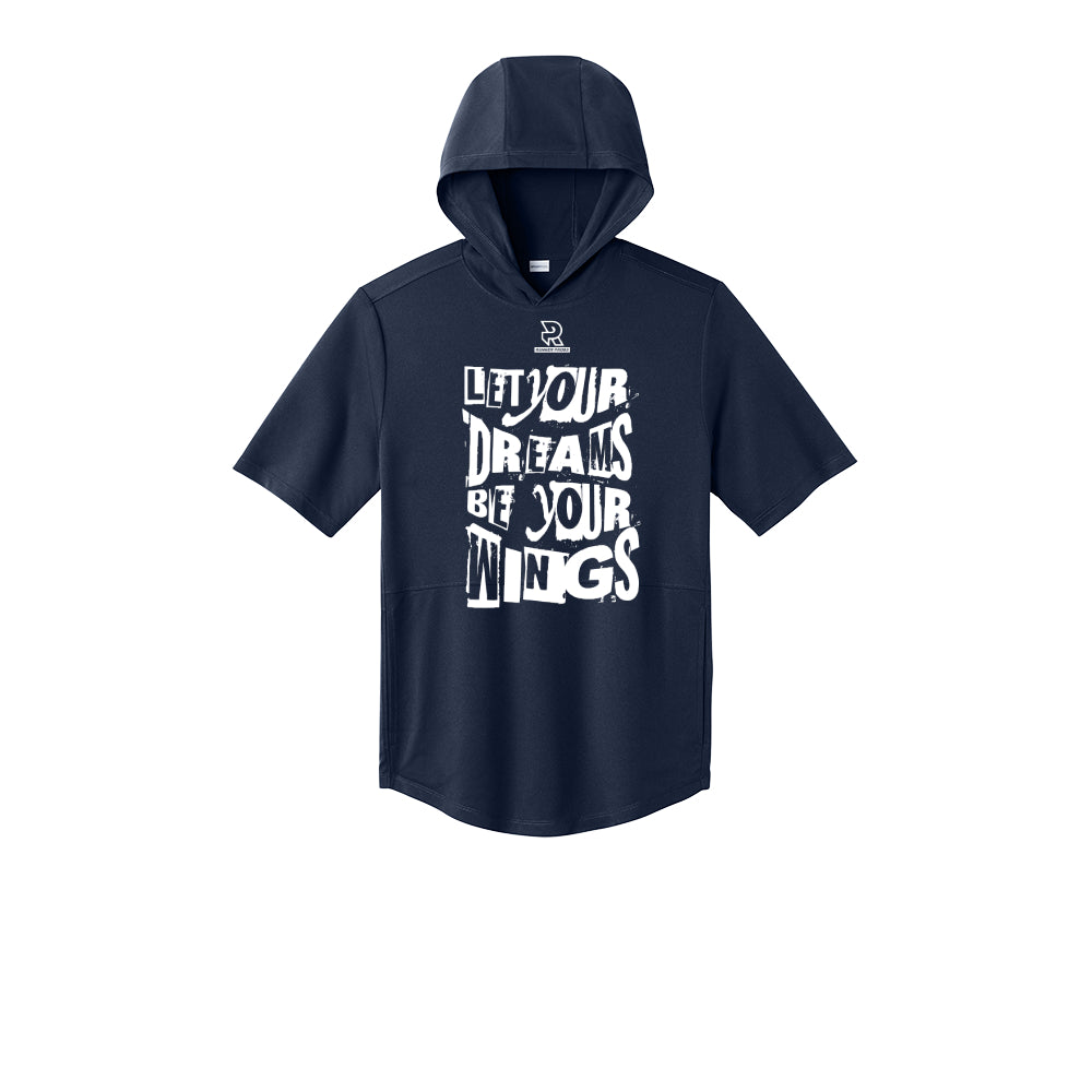LET YOUR DREAMS BE YOUR WINGS (White) - Short Sleeve Performance Hoodie