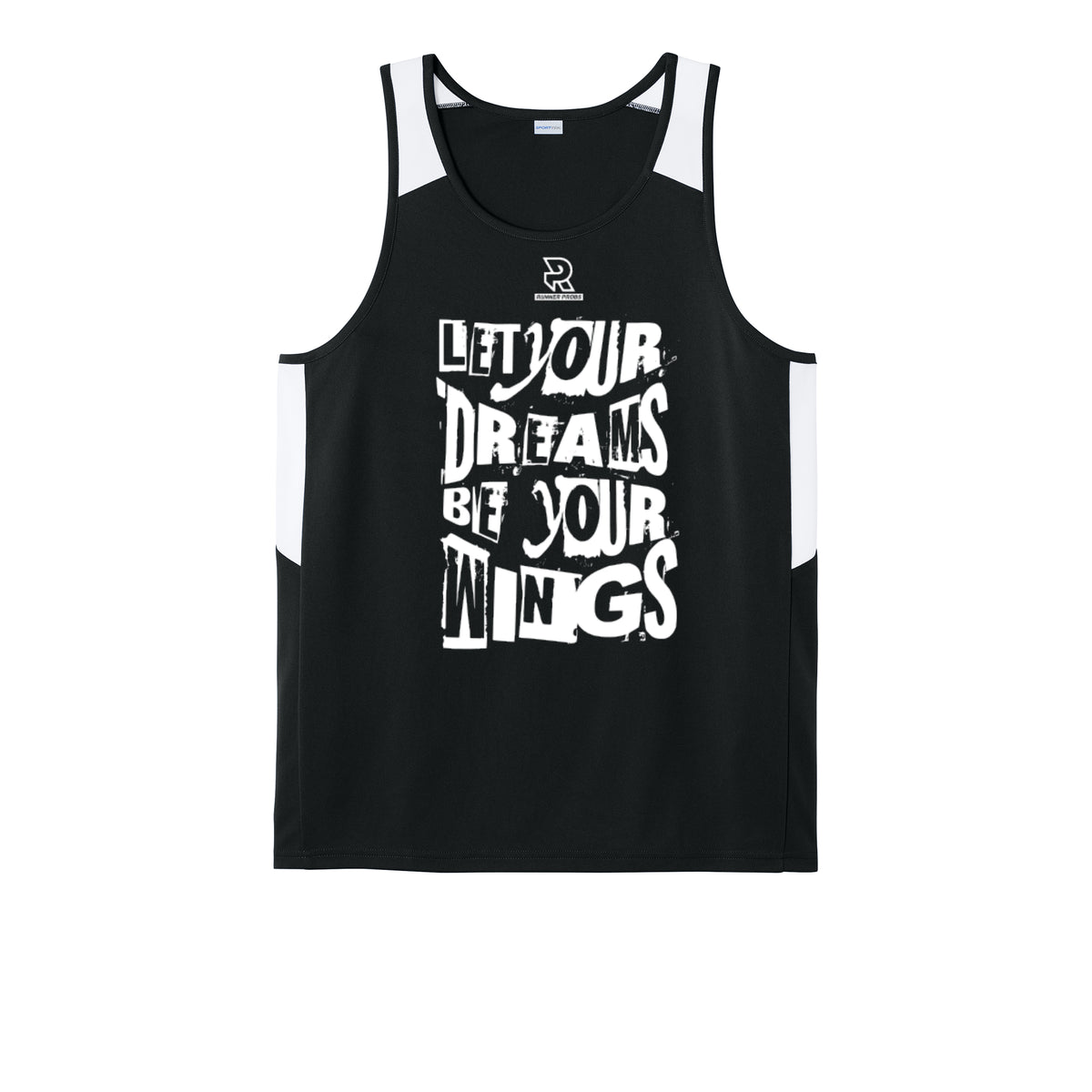 LET YOUR DREAMS BE YOUR WINGS (White) - Mens Club Track Tank