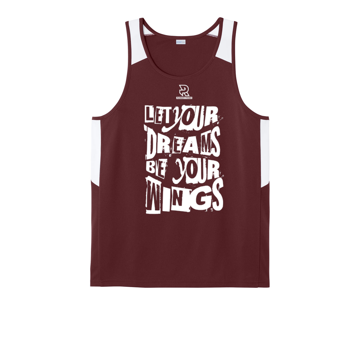 LET YOUR DREAMS BE YOUR WINGS (White) - Mens Club Track Tank