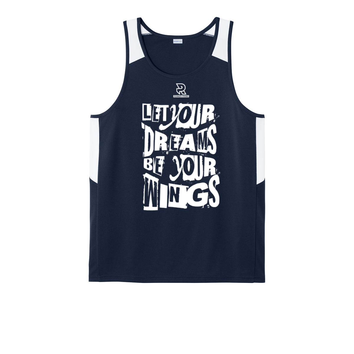 LET YOUR DREAMS BE YOUR WINGS (White) - Mens Club Track Tank