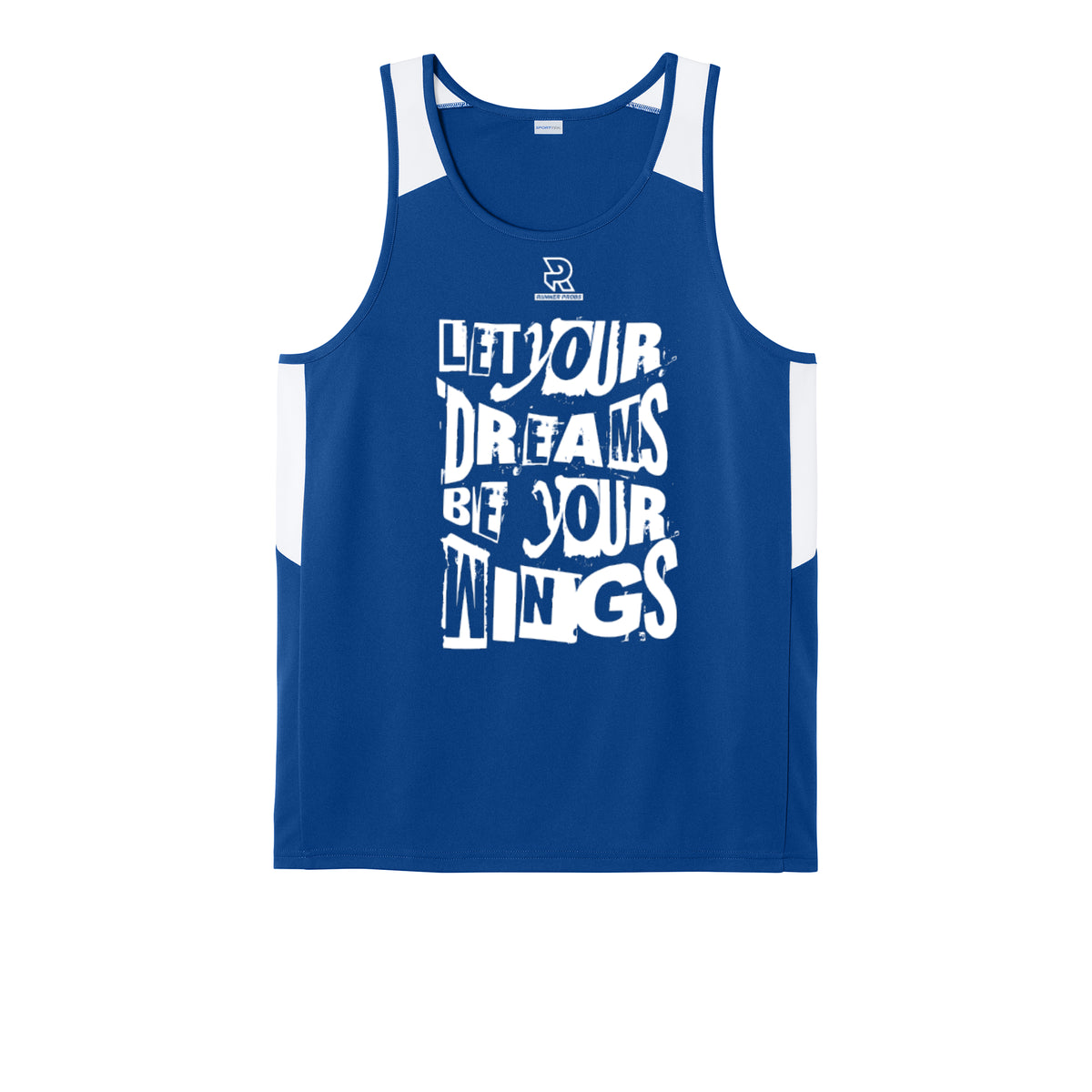LET YOUR DREAMS BE YOUR WINGS (White) - Mens Club Track Tank