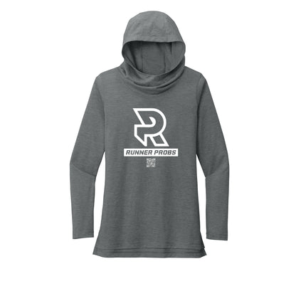 LOGO (White) - Womens Tri-Blend Long Sleeve Hoodie