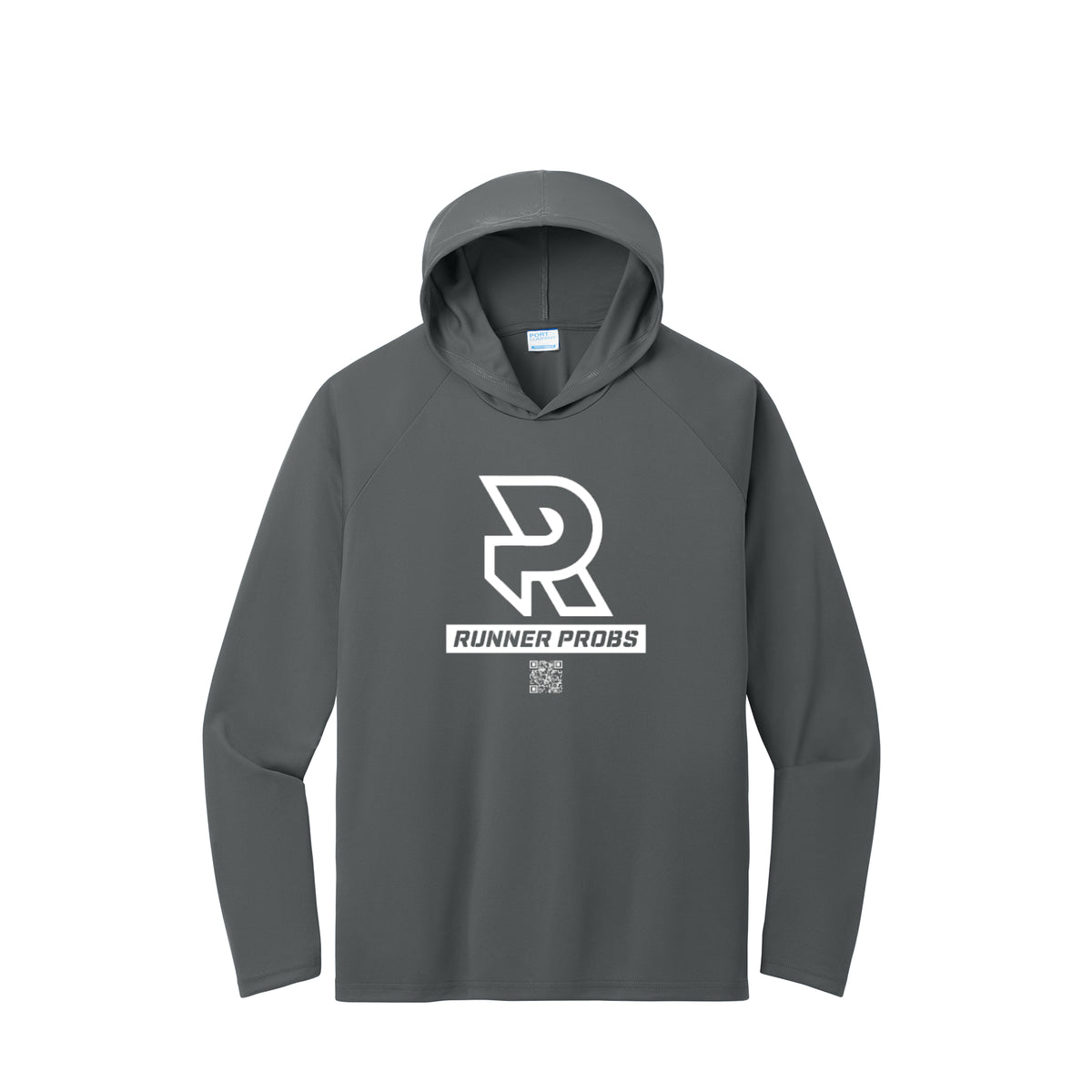 LOGO (White) - Long Sleeve Hooded Performance Tee