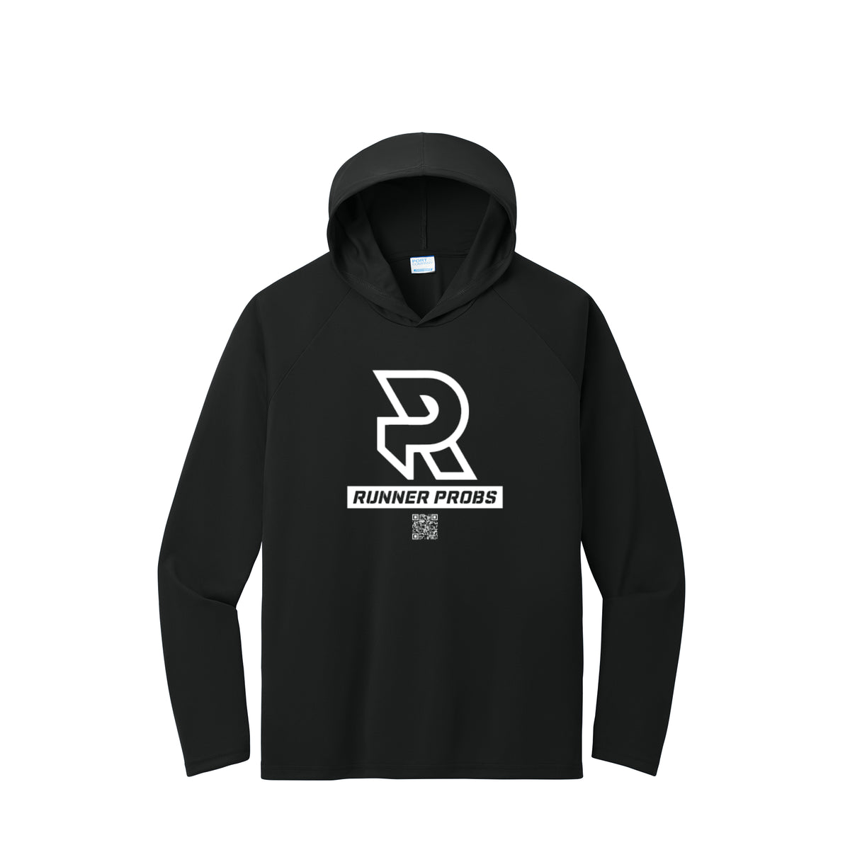 LOGO (White) - Long Sleeve Hooded Performance Tee