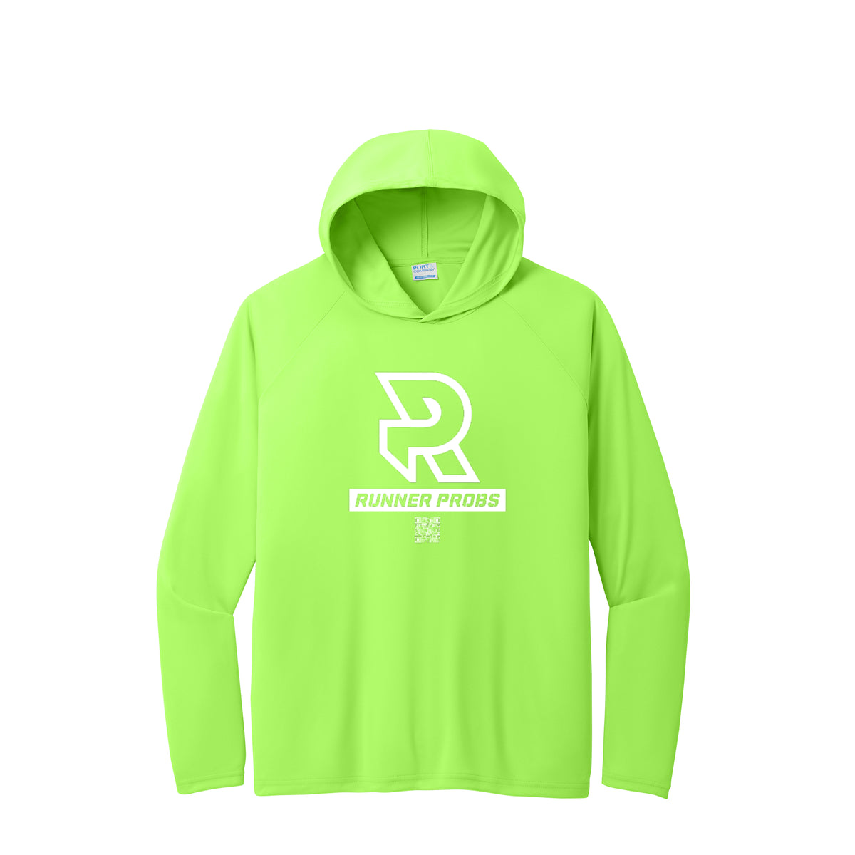 LOGO (White) - Long Sleeve Hooded Performance Tee