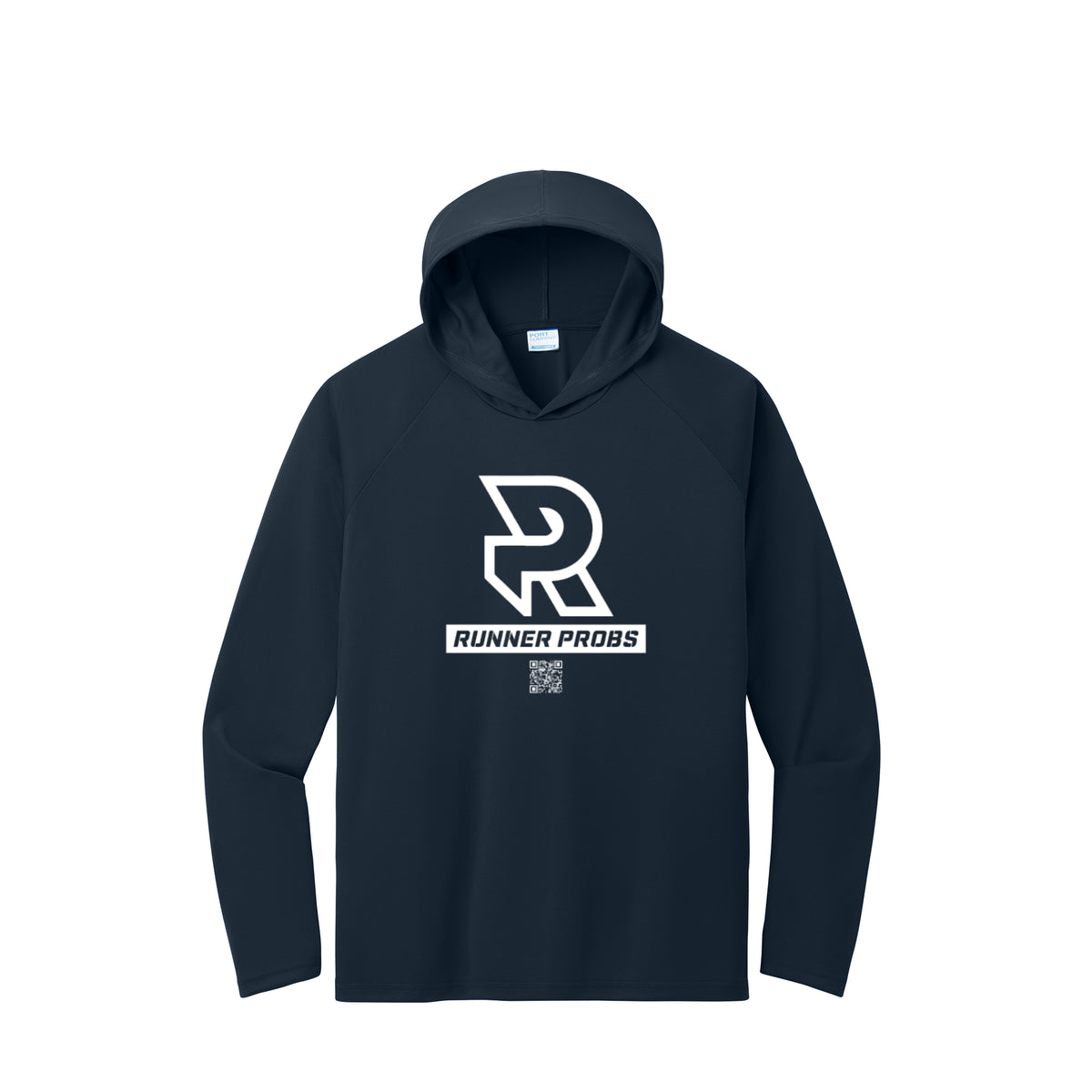 LOGO (White) - Long Sleeve Hooded Performance Tee