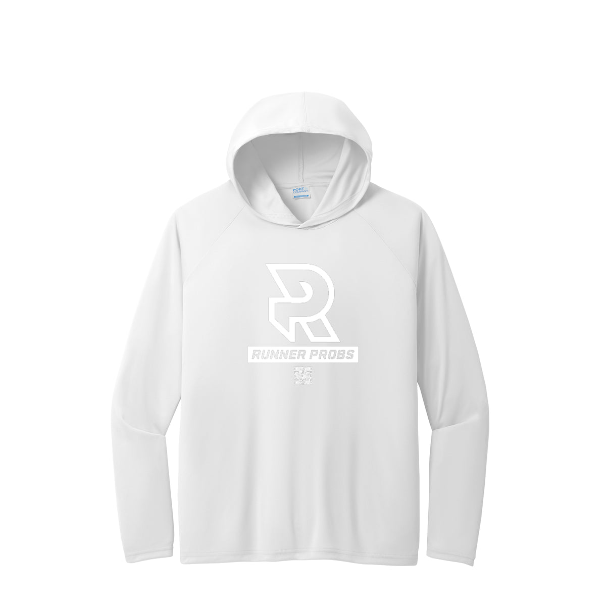 LOGO (White) - Long Sleeve Hooded Performance Tee