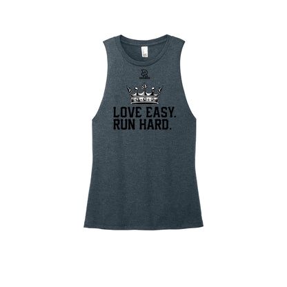 LOVE EASY RUN HARD (Black) - Womens Perfect Tri Muscle Tank