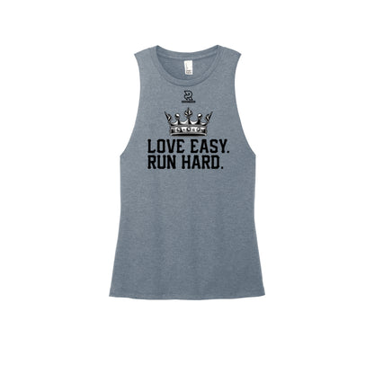 LOVE EASY RUN HARD (Black) - Womens Perfect Tri Muscle Tank