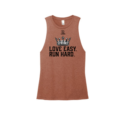 LOVE EASY RUN HARD (Black) - Womens Perfect Tri Muscle Tank