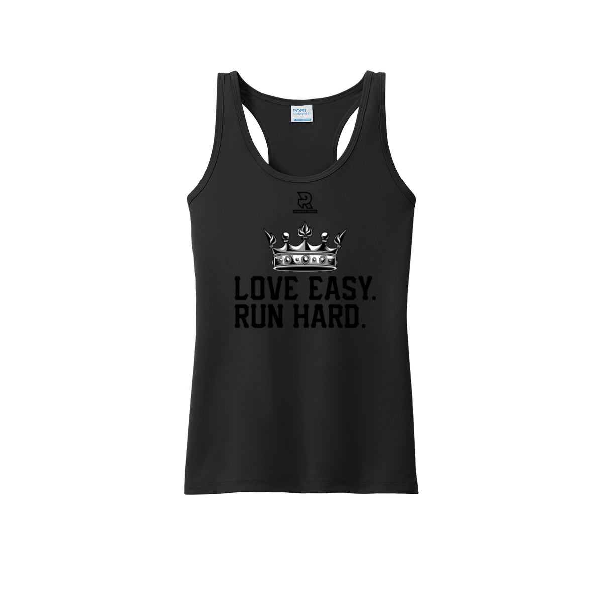 LOVE EASY RUN HARD (Black) - Womens Performance Tank