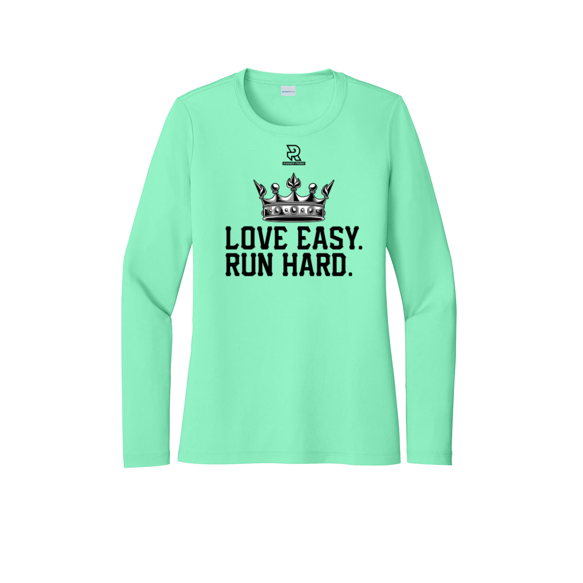 LOVE EASY RUN HARD (Black) - Womens Pro Long Sleeve Performance Tee