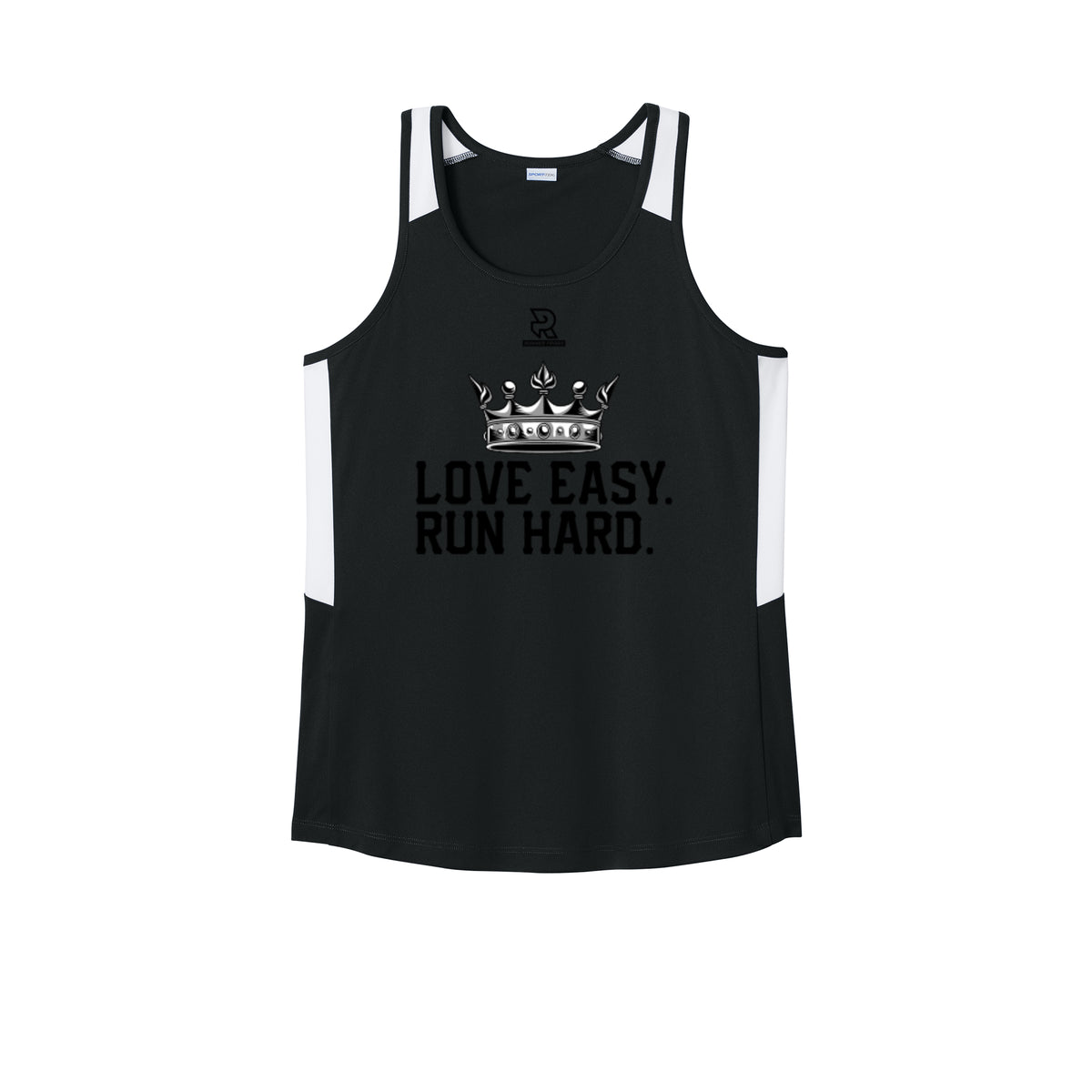 LOVE EASY RUN HARD (Black) - Womens Club Track Tank