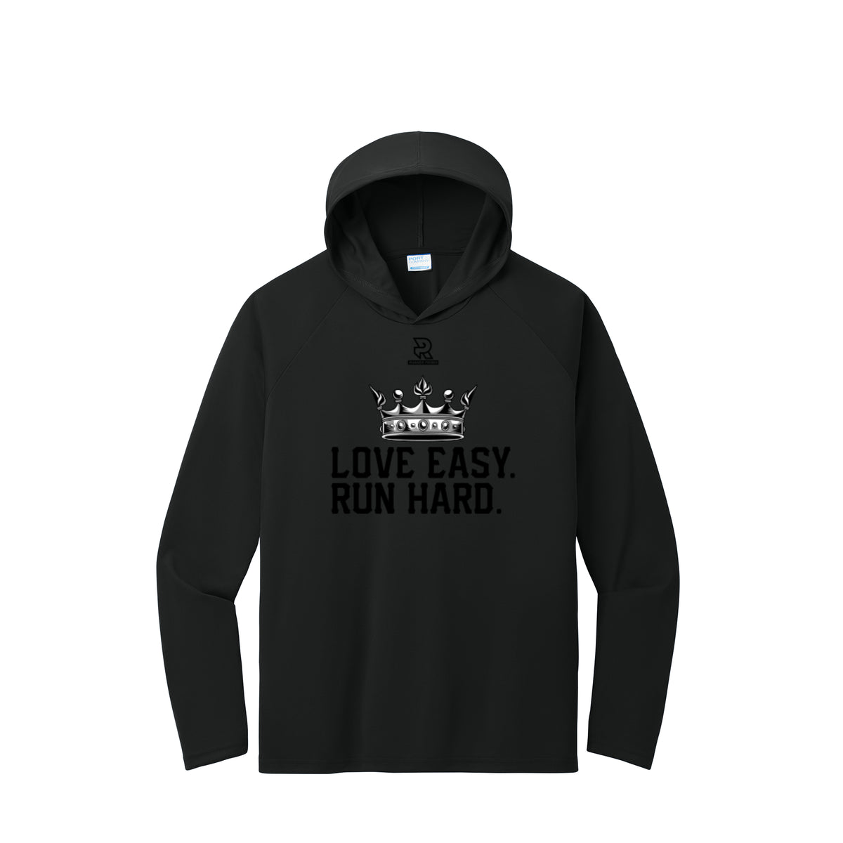 LOVE EASY RUN HARD (Black) - Long Sleeve Hooded Performance Tee