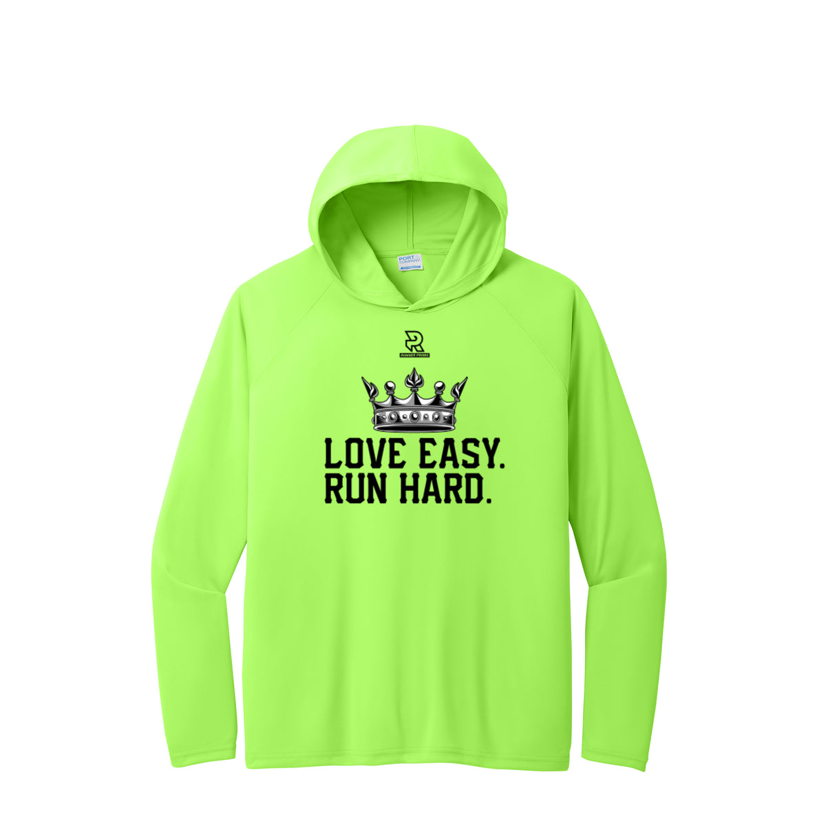 LOVE EASY RUN HARD (Black) - Long Sleeve Hooded Performance Tee