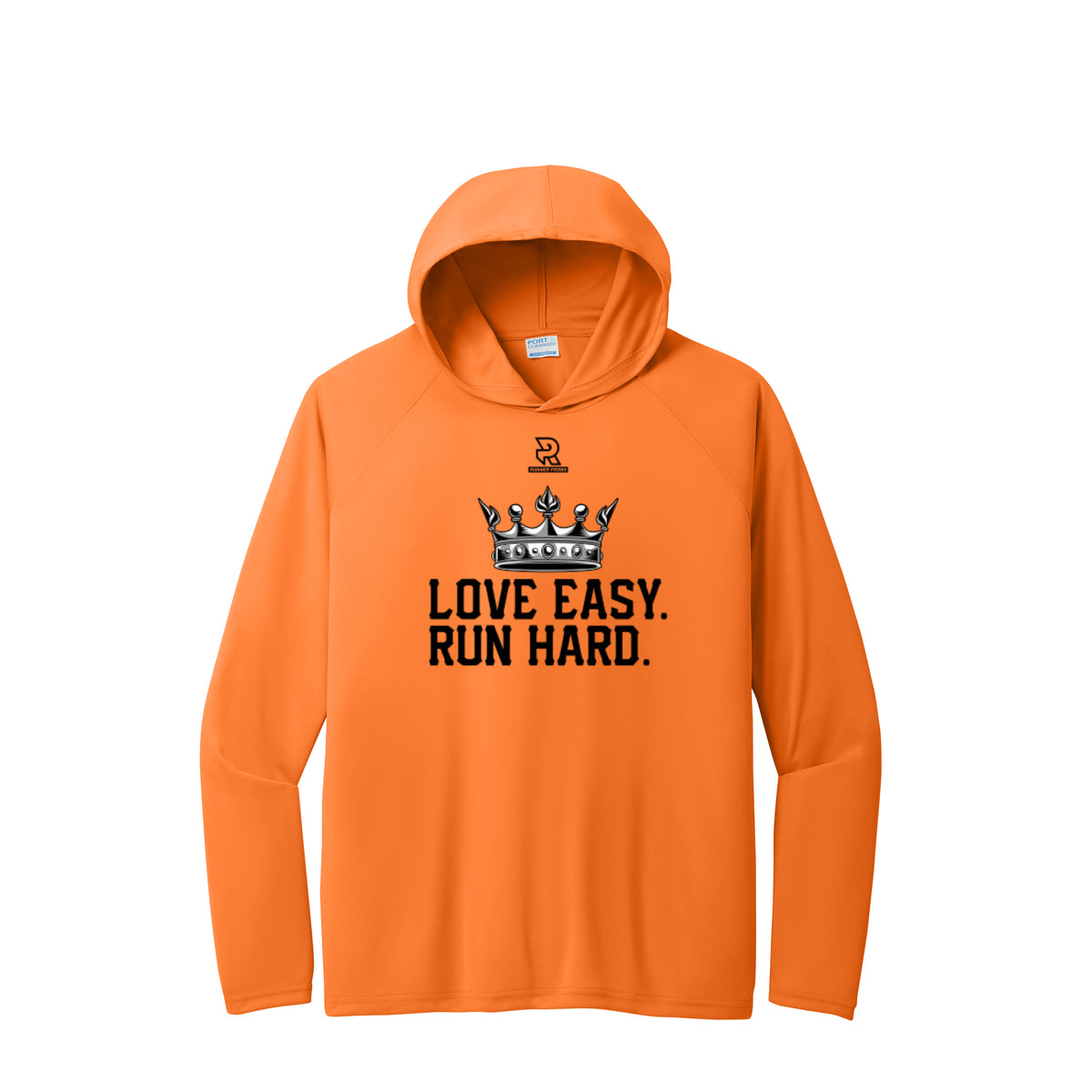 LOVE EASY RUN HARD (Black) - Long Sleeve Hooded Performance Tee