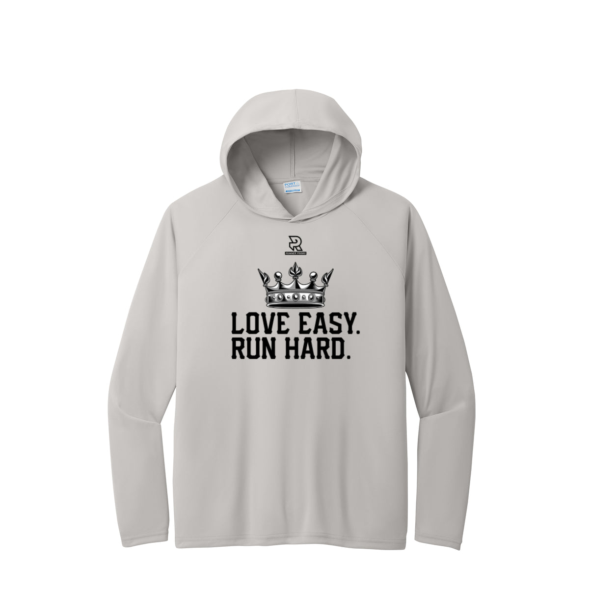 LOVE EASY RUN HARD (Black) - Long Sleeve Hooded Performance Tee