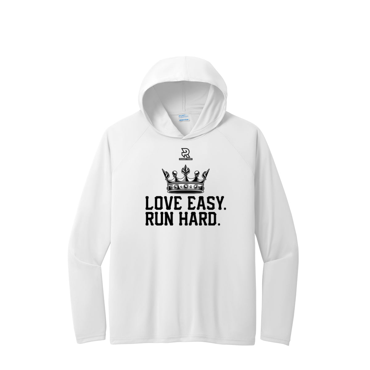 LOVE EASY RUN HARD (Black) - Long Sleeve Hooded Performance Tee