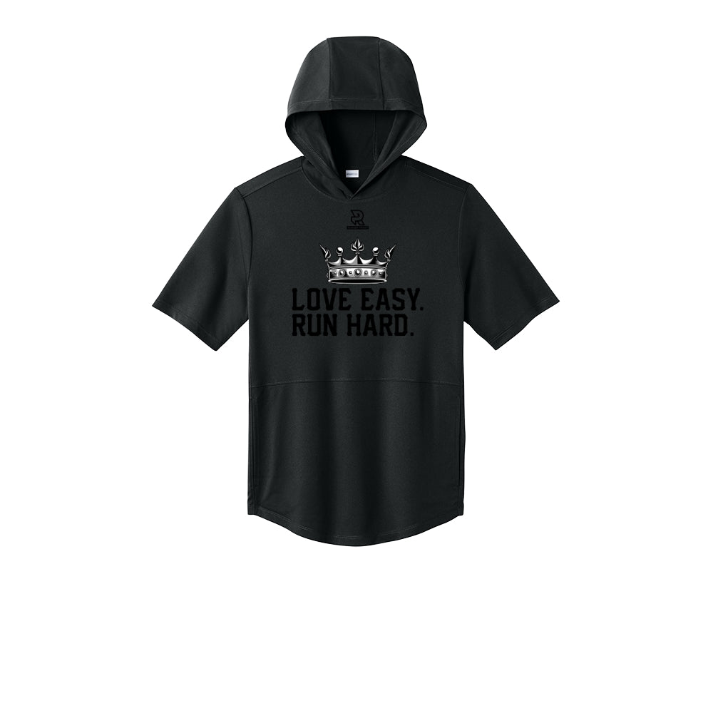 LOVE EASY RUN HARD (Black) - Short Sleeve Performance Hoodie