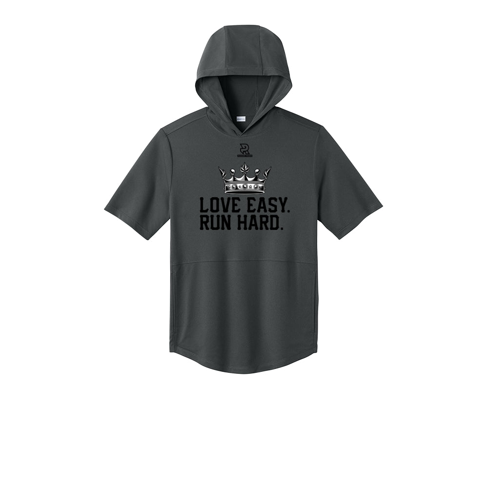 LOVE EASY RUN HARD (Black) - Short Sleeve Performance Hoodie