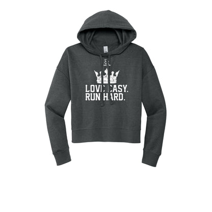 LOVE EASY RUN HARD (White) - Womens Fleece Hoodie