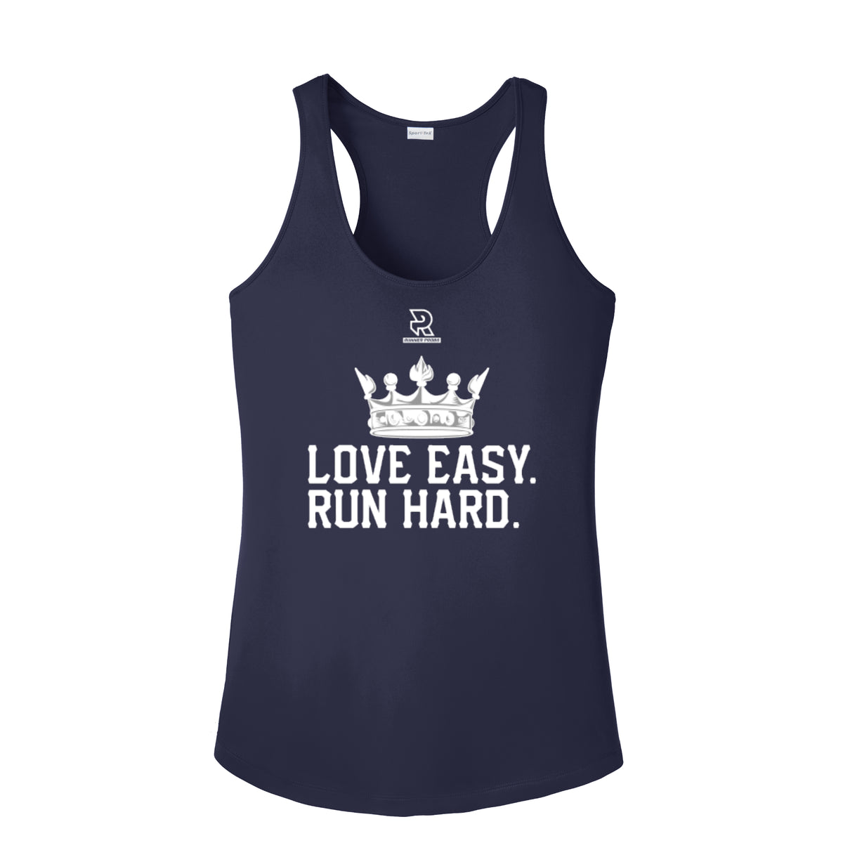 LOVE EASY RUN HARD (White) - Womens Competitor Racerback Tank