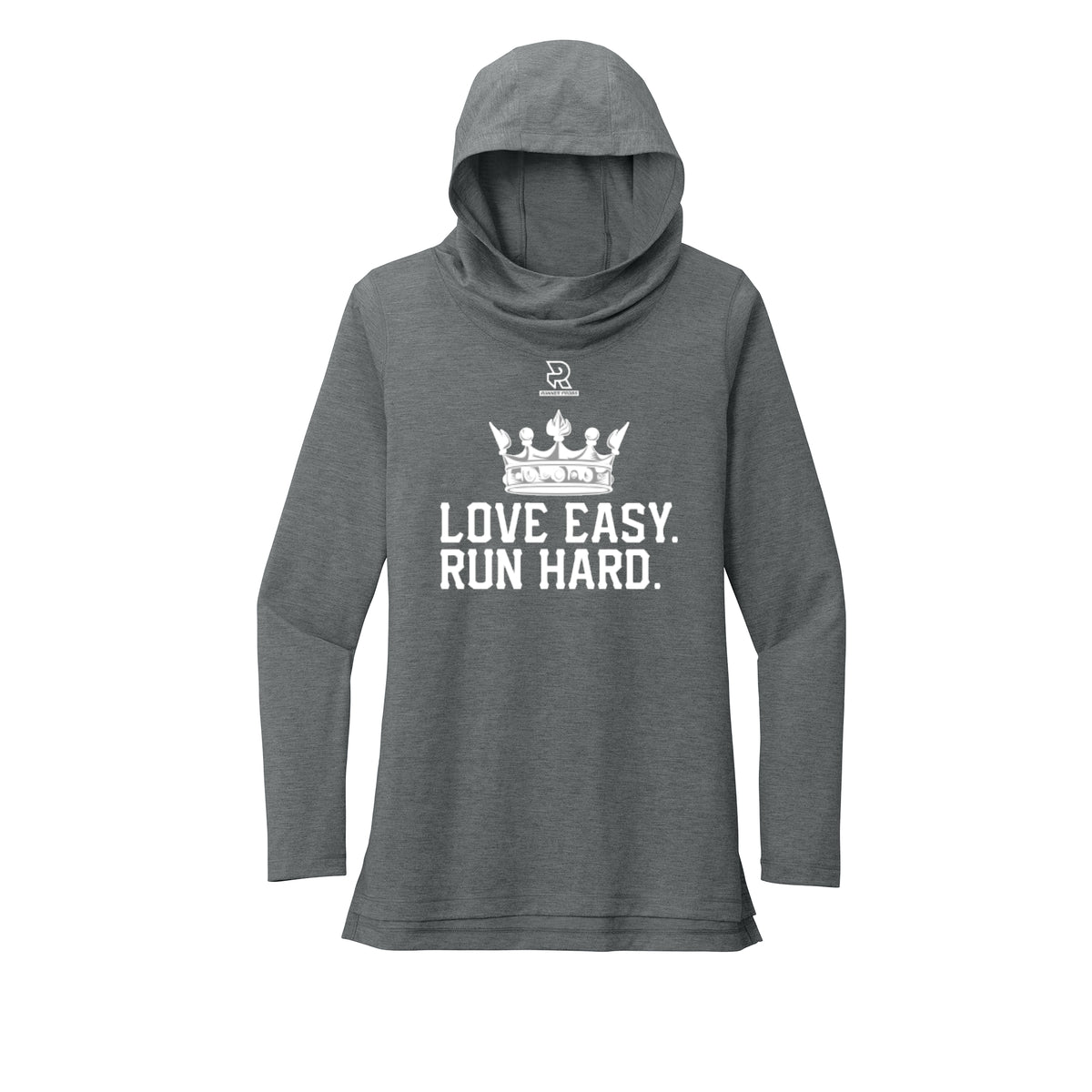 LOVE EASY RUN HARD (White) - Womens Tri-Blend Long Sleeve Hoodie