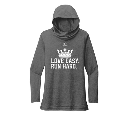 LOVE EASY RUN HARD (White) - Womens Tri-Blend Long Sleeve Hoodie