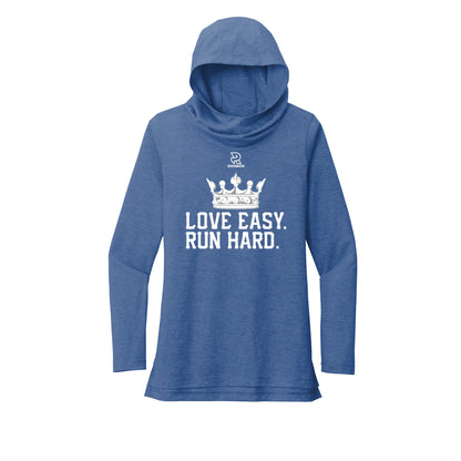 LOVE EASY RUN HARD (White) - Womens Tri-Blend Long Sleeve Hoodie
