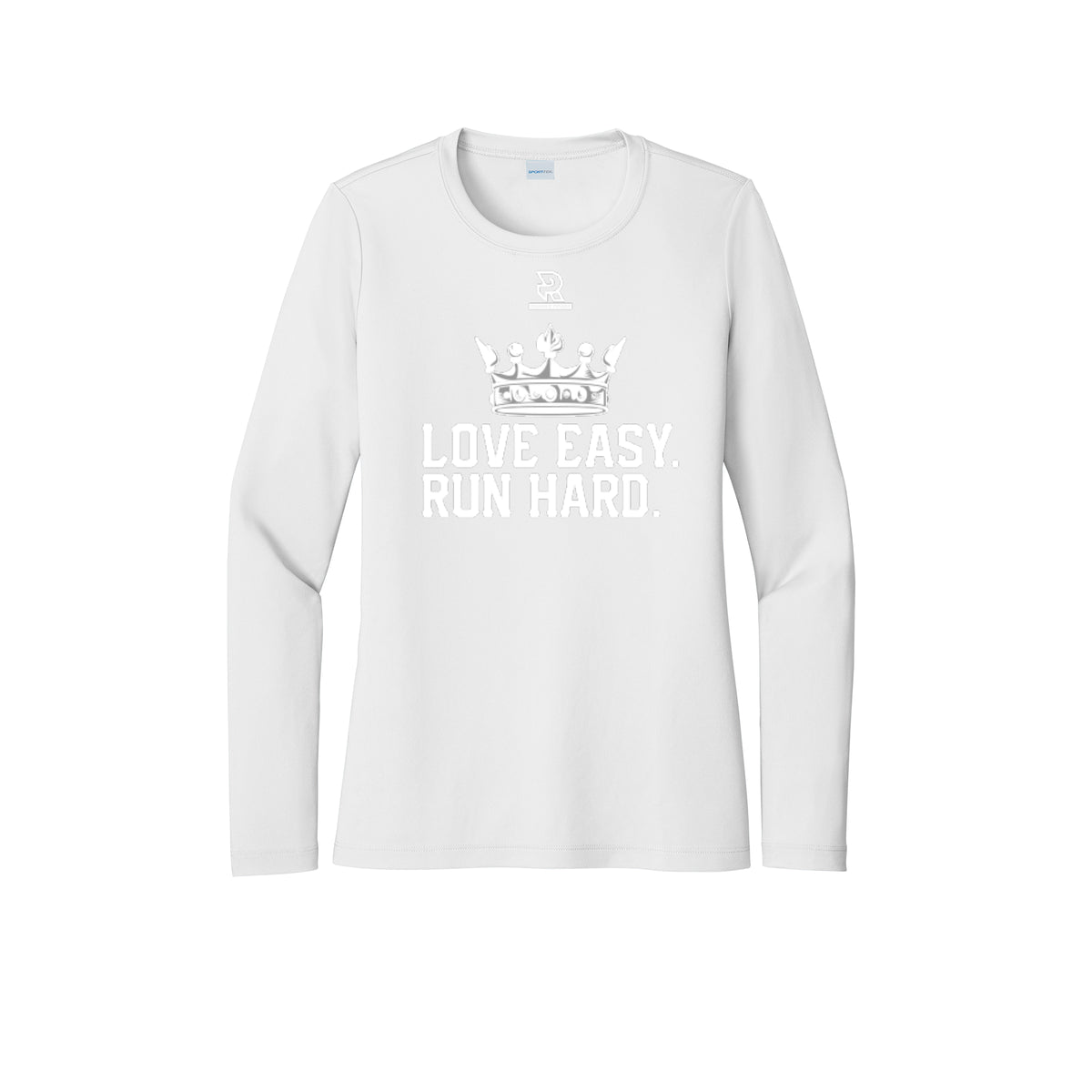 LOVE EASY RUN HARD (White) - Womens Pro Long Sleeve Performance Tee