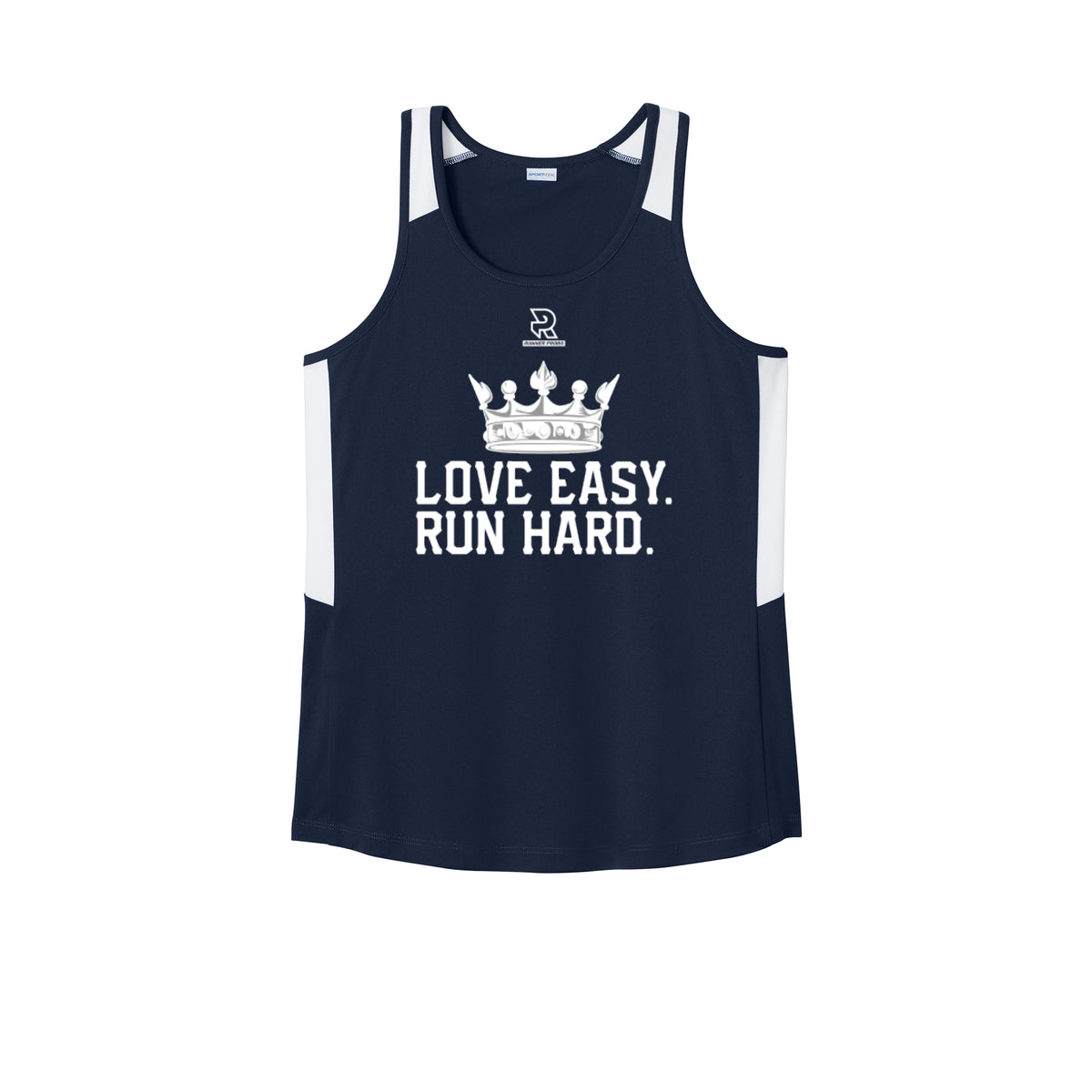 LOVE EASY RUN HARD (White) - Womens Club Track Tank