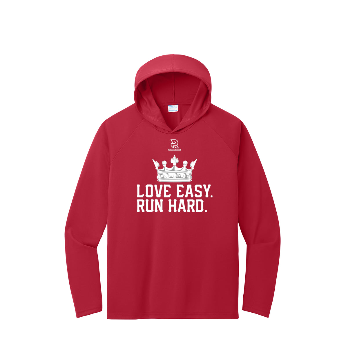 LOVE EASY RUN HARD (White) - Long Sleeve Hooded Performance Tee