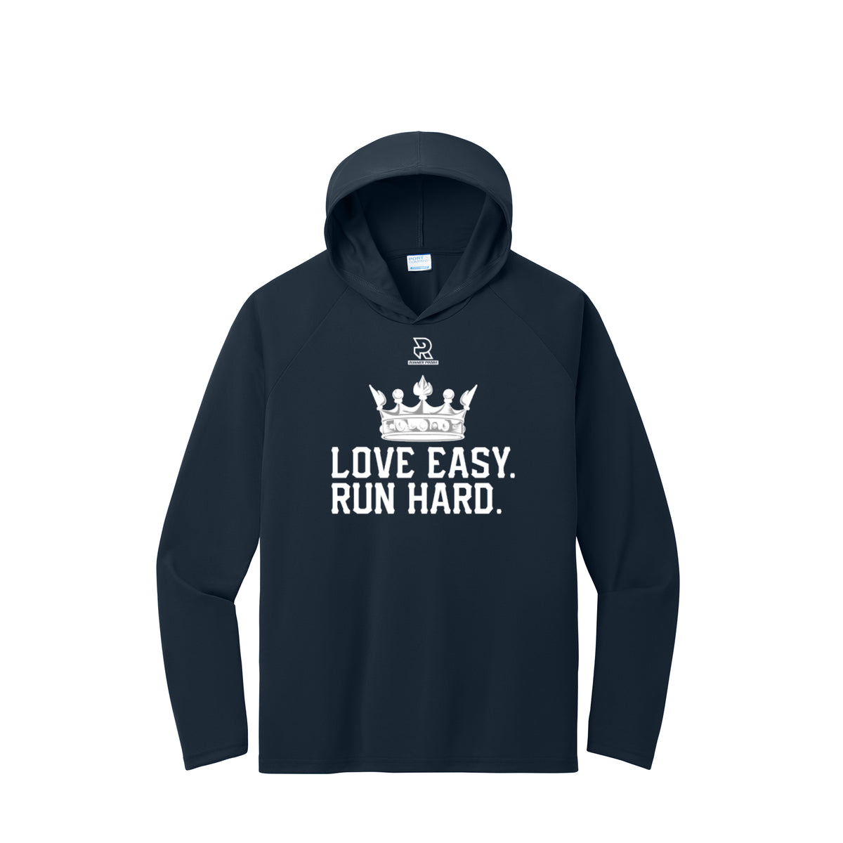 LOVE EASY RUN HARD (White) - Long Sleeve Hooded Performance Tee
