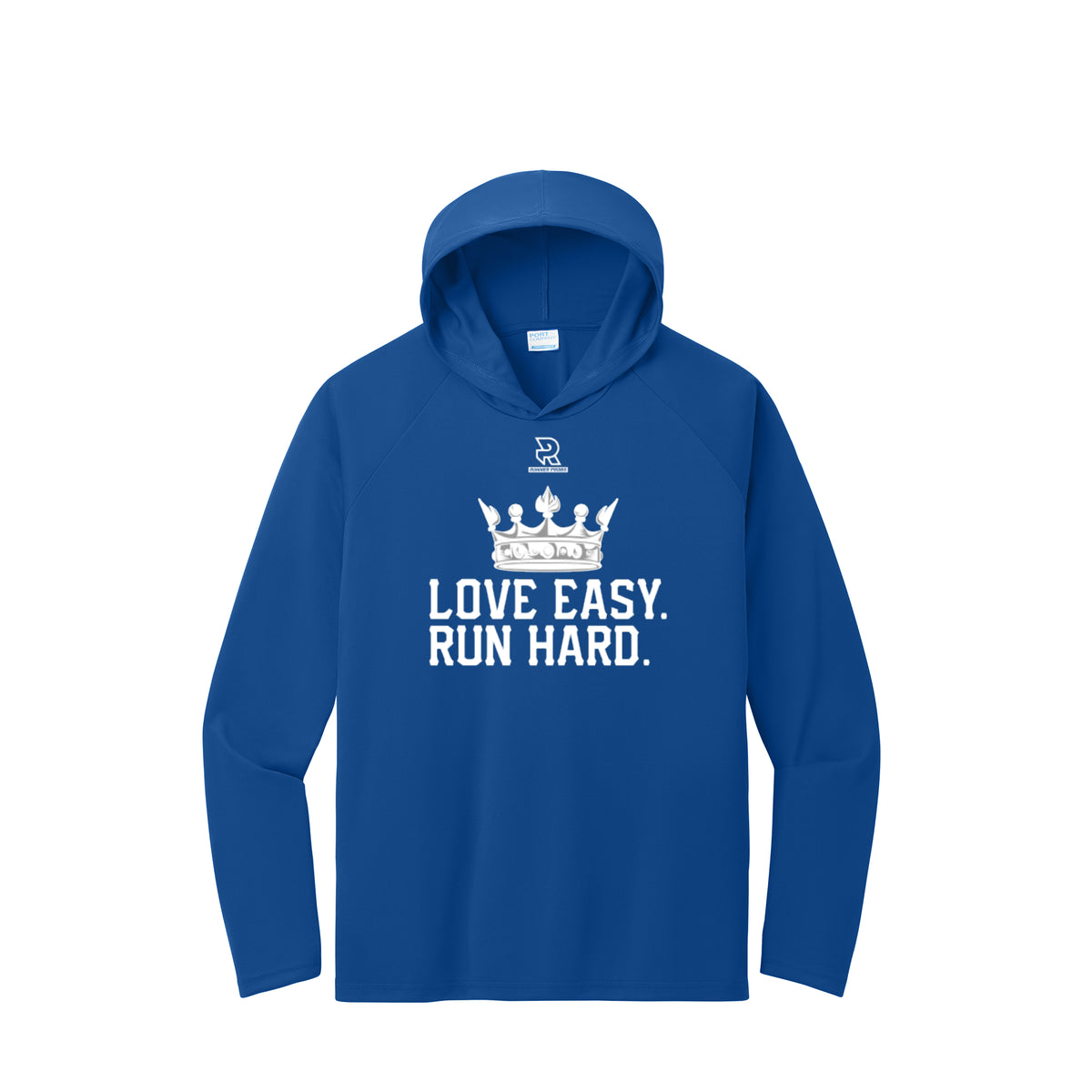 LOVE EASY RUN HARD (White) - Long Sleeve Hooded Performance Tee