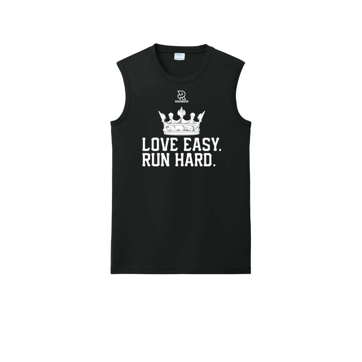 LOVE EASY RUN HARD (White) - Sleeveless Performance Tee