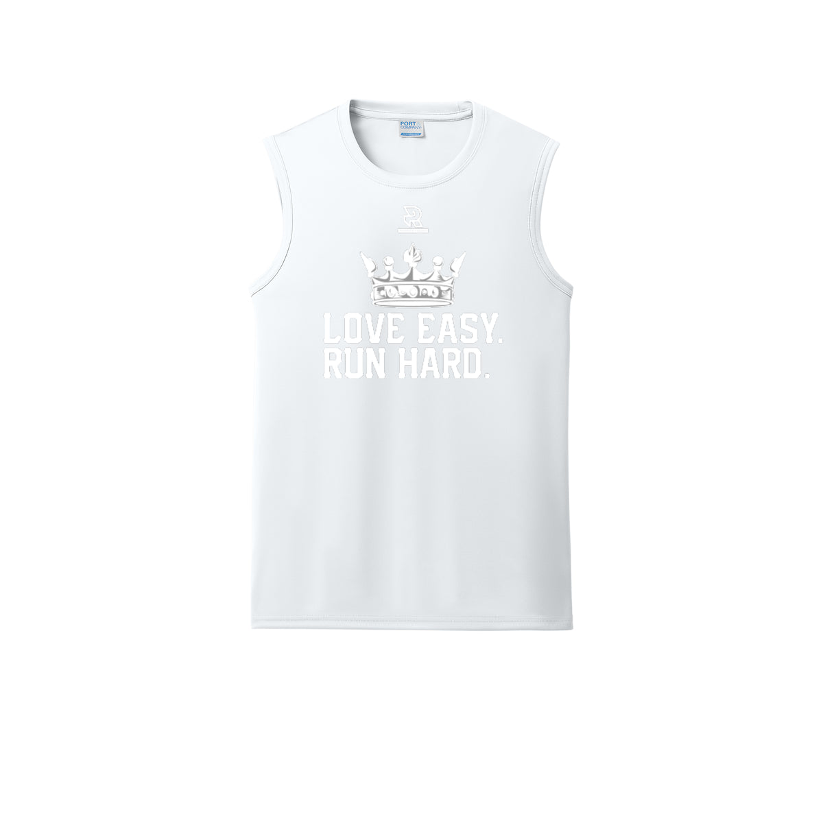 LOVE EASY RUN HARD (White) - Sleeveless Performance Tee