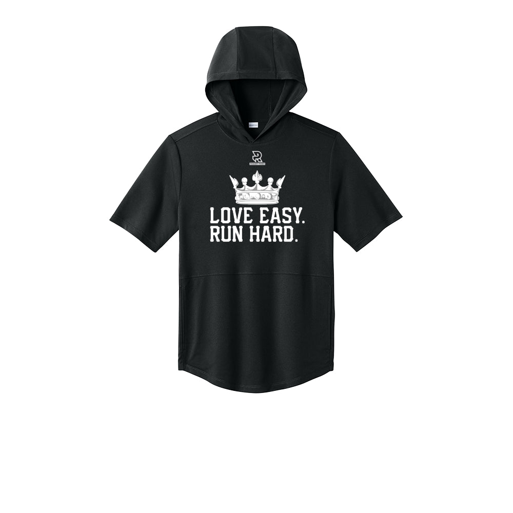 LOVE EASY RUN HARD (White) - Short Sleeve Performance Hoodie