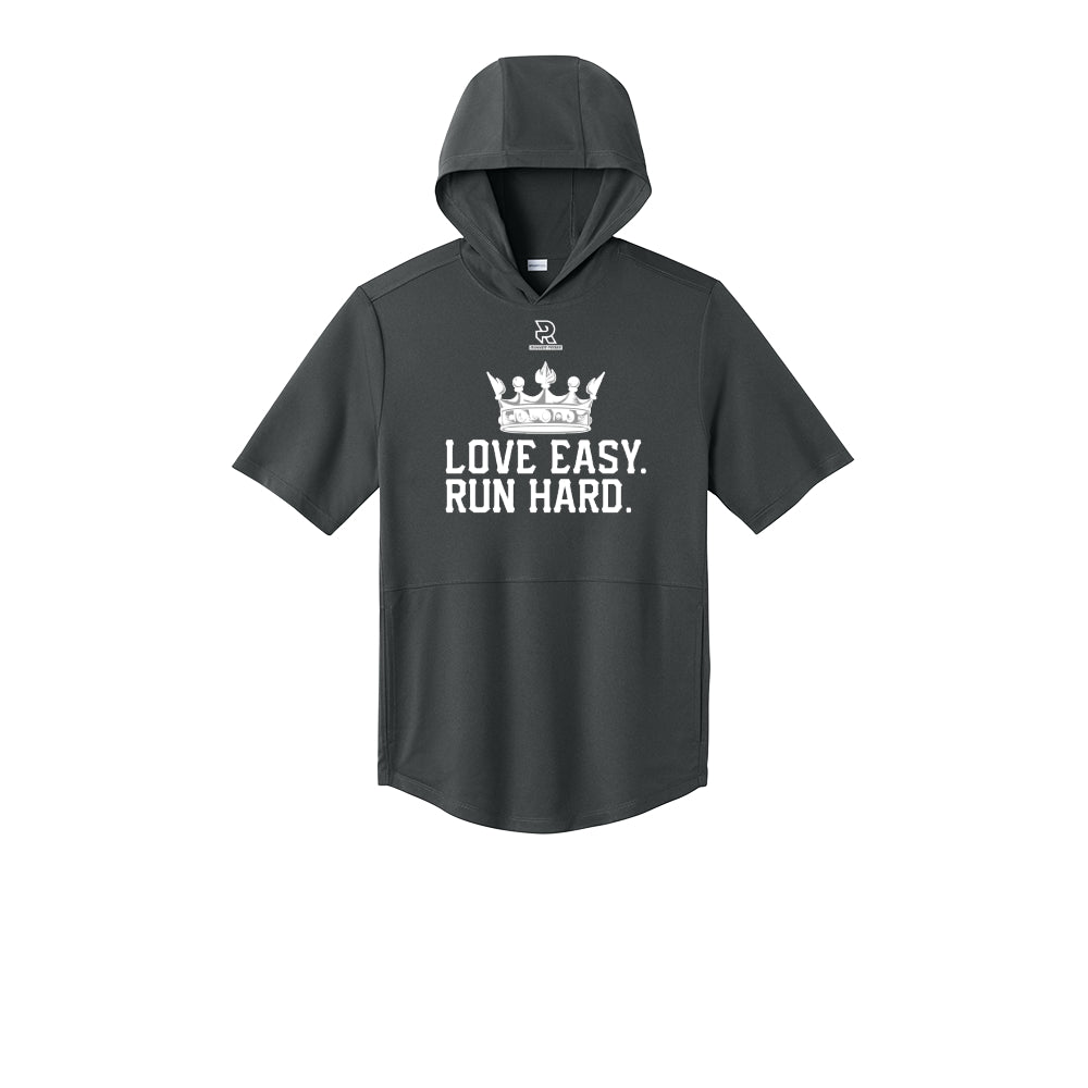 LOVE EASY RUN HARD (White) - Short Sleeve Performance Hoodie