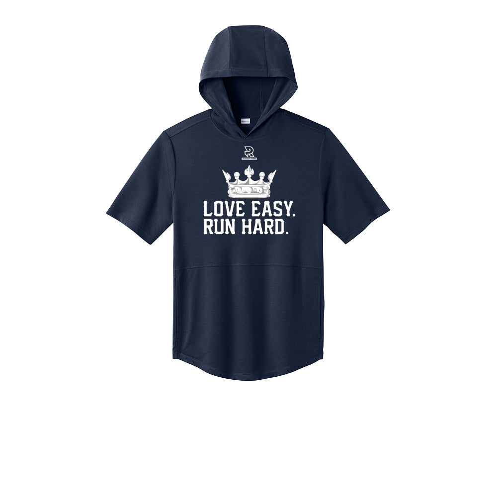 LOVE EASY RUN HARD (White) - Short Sleeve Performance Hoodie