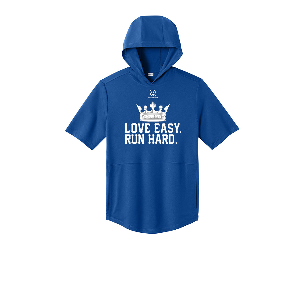 LOVE EASY RUN HARD (White) - Short Sleeve Performance Hoodie