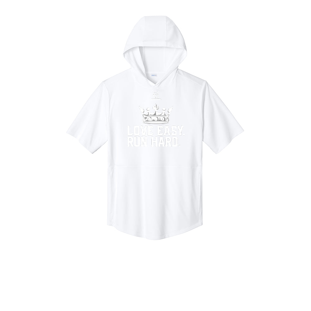 LOVE EASY RUN HARD (White) - Short Sleeve Performance Hoodie