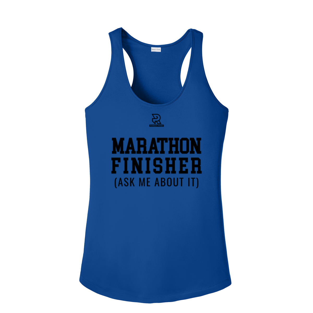 MARATHON FINISHER (Black) - Womens Competitor Racerback Tank