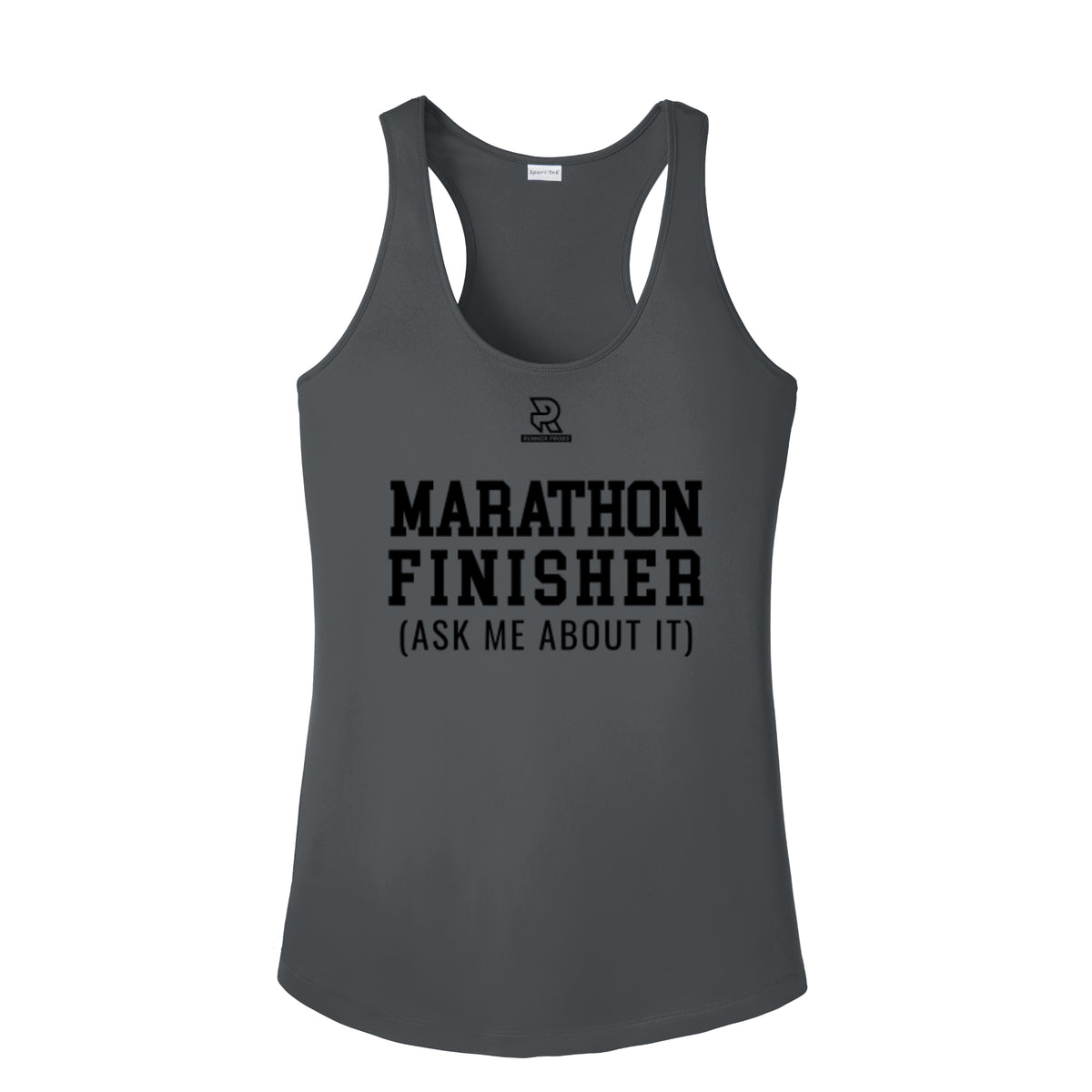 MARATHON FINISHER (Black) - Womens Competitor Racerback Tank