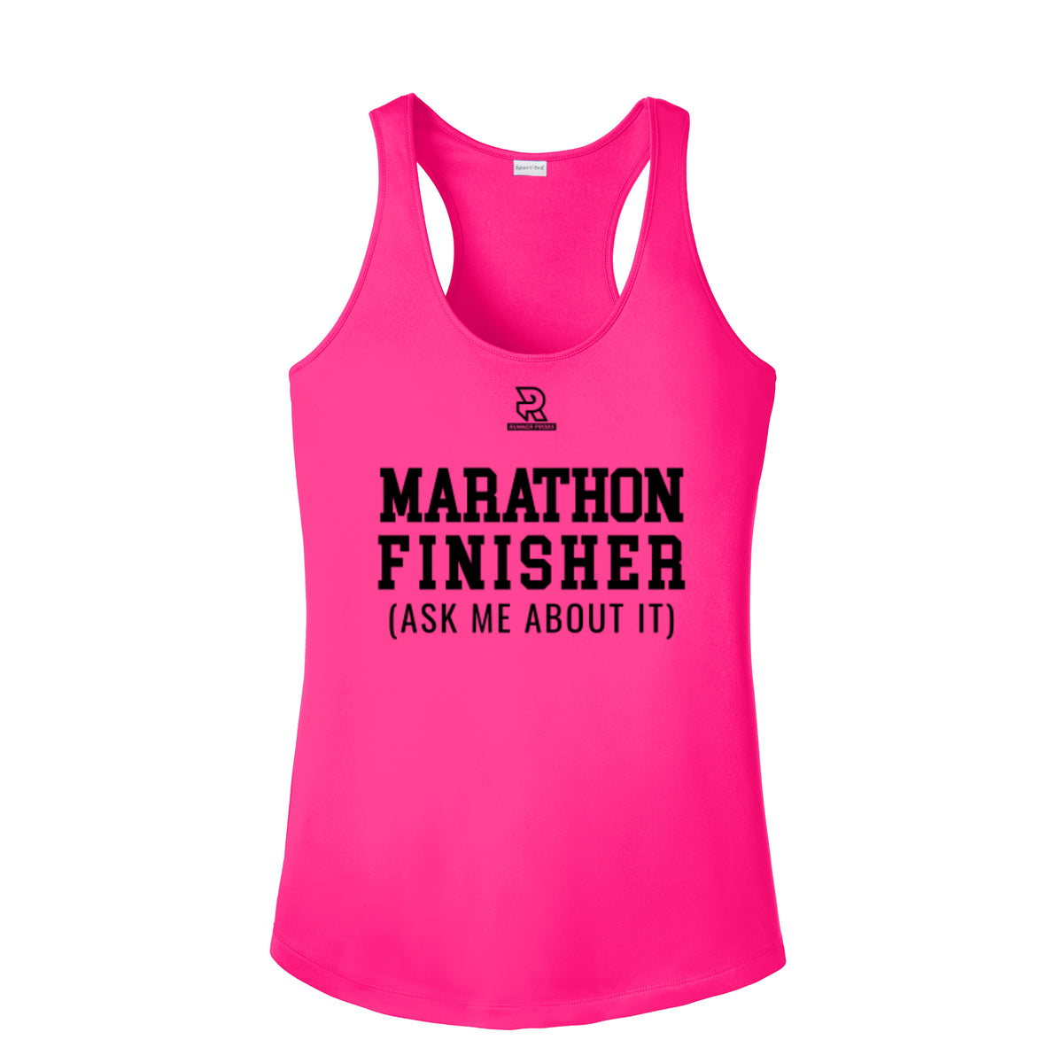 MARATHON FINISHER (Black) - Womens Competitor Racerback Tank