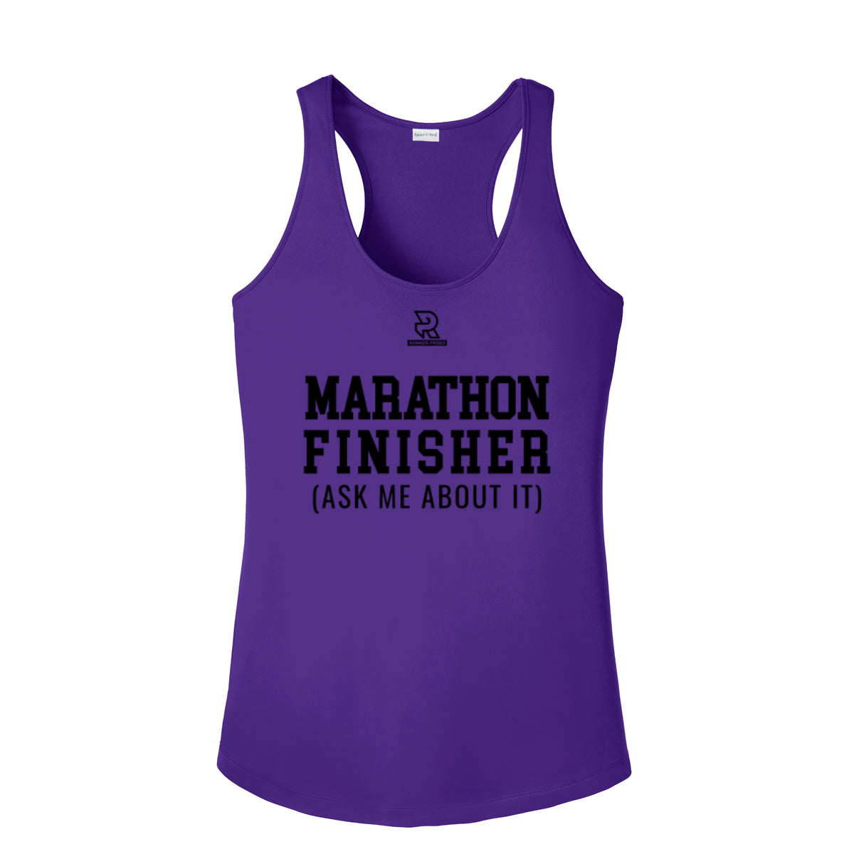 MARATHON FINISHER (Black) - Womens Competitor Racerback Tank