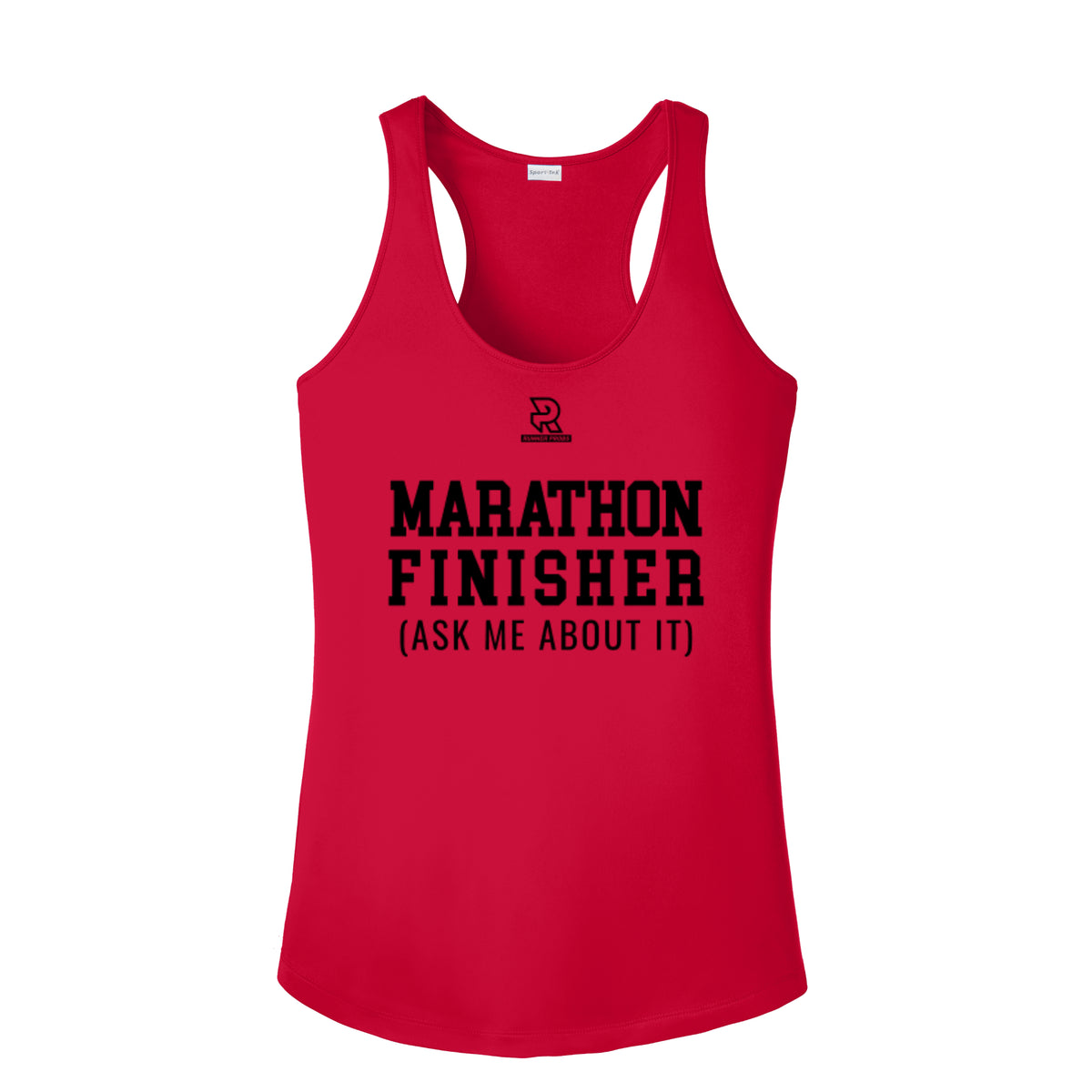MARATHON FINISHER (Black) - Womens Competitor Racerback Tank